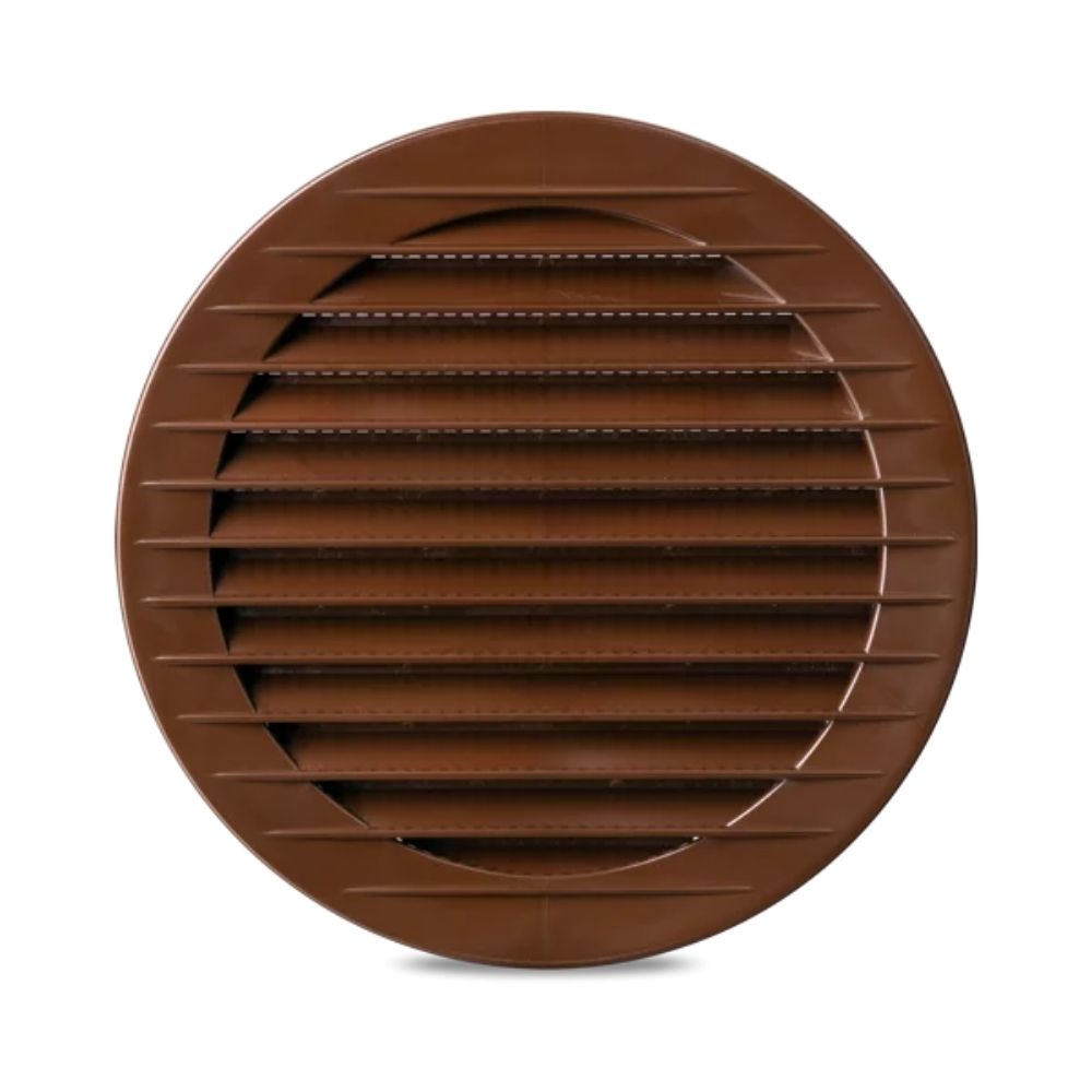 Grilă ventilație rotundă cu plasă, maro - 125 x 148