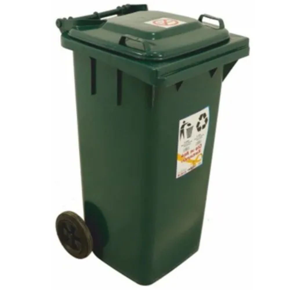 Tomberon, 120 L, cu roți și capac, Verde