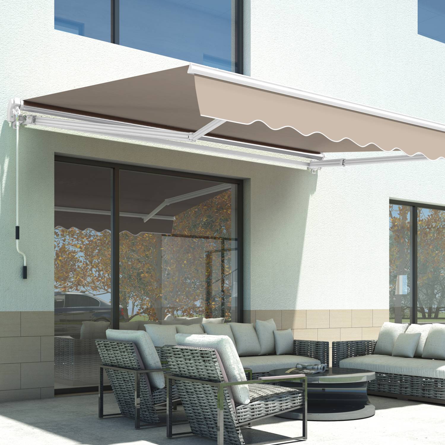 Copertină retractabilă cappuccino, 395x300 cm